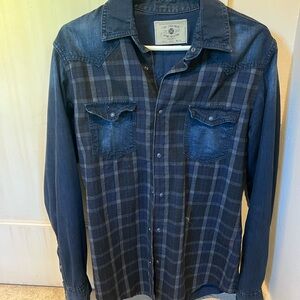 Zara Navy Plaid Shirt